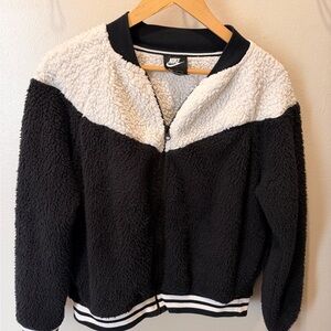 Nike Black and White Teddy Jacket